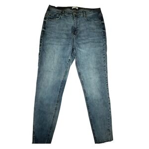 Kensie The Violet Jeans High Rise Skinny Blue Denim Raw‎ Hem Slit Ankle  14/ 32